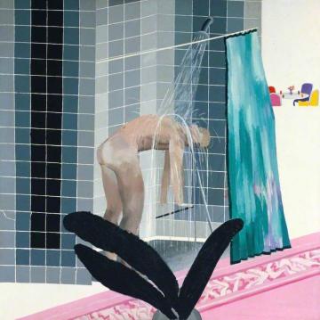 Man In Shower In Beverly Hills Artwork by David Hockney