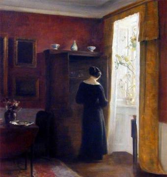 Interior With A Woman By The Window Artwork by Carl Vilhelm Holsoe