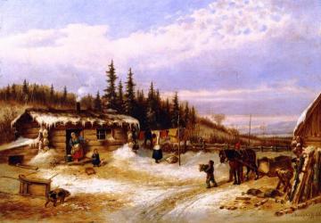 Log Hut on the St. Maurice Artwork by Cornelius Krieghoff