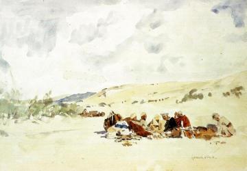 Bedouin Camp in Wadi Garandel (Beduinenlager im Wady Garandel) Artwork by Eugen Felix Prosper Bracht