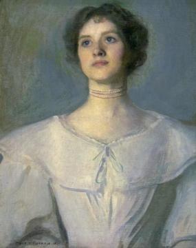 Portrait of a Woman in a White Dress Artwork by Charles Courtney Curran