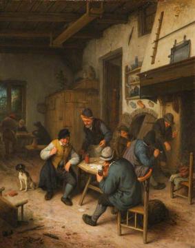 The Interior of an Inn with Peasants Playing Cards Artwork by Adriaen van Ostade