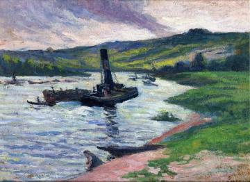 Tugboats on the Seine Artwork by Maximilien Luce