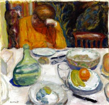 The Provençal Carafe, Marthe Bonnard And Her Dog Ubu Artwork by Pierre Bonnard