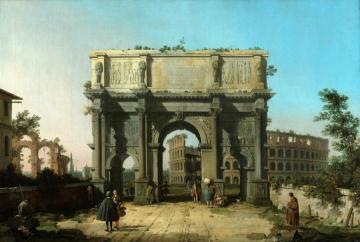 View the Arch of Constantine with the Coliseum Artwork by Giovanni Antonio Canal
