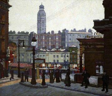 Victoria Station, London, The Sunlit Square Artwork by Charles Ginner