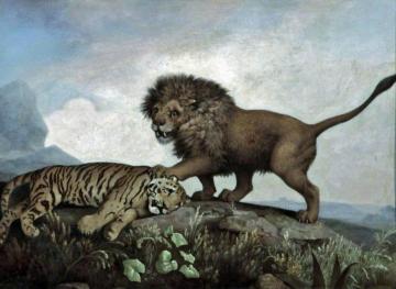 A Lion And A Tiger Artwork by George Stubbs