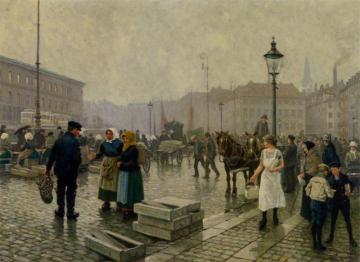 The Fish Market at Gammelstrand Copenhagen Artwork by Paul Gustave Fischer
