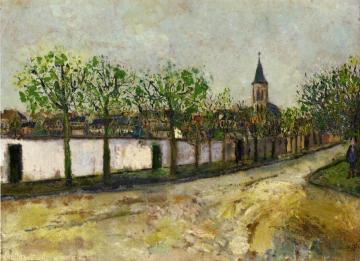 Church and Street in Montmagny Artwork by Maurice Utrillo