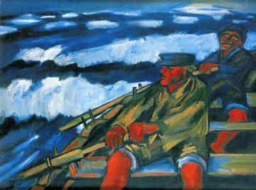 Fishermen in a Boat Artwork by Hermann Max Pechstein