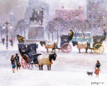 A Winter's Day at the Plaza Artwork by Guy Wiggins