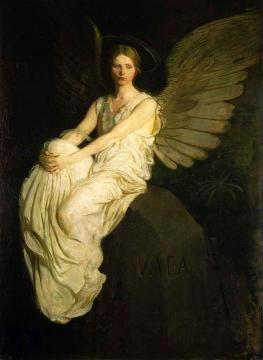 Winged Figure Seated Upon A Rock Artwork by Abbott Handerson Thayer