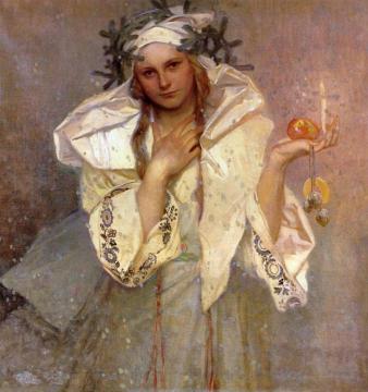Christmas In America Artwork by Alfons Maria Mucha