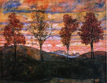 Four Trees Artwork by Egon Schiele