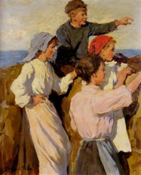 Study for The Fleet in Sight Artwork by Stanhope Alexander Forbes