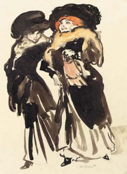 Two Elegant Ladies Artwork by Leo Gestel