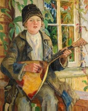 Boy With Balalaika Artwork by Nikolai Petrovich Bogdanov-belsky