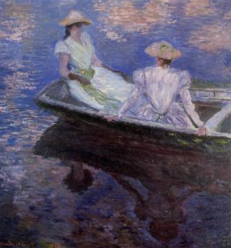 Young Girls In A Row Boat Artwork by Claude Oscar Monet