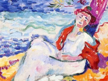 Jeanne Leaning against a Tree, Cavaliere Artwork by Henri Manguin