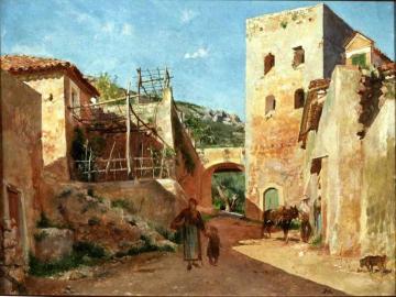 Street Scene near Antibes Artwork by Jean Louis Ernest Meissonier