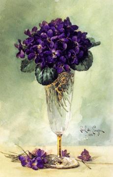 Violets in a Glass Goblet Artwork by Raoul de Longpre