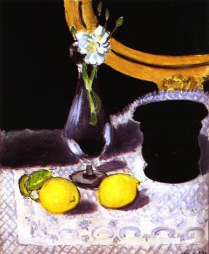 Still Life With A Vase Of Flowers, Lemons And Mortar Artwork by Henri Matisse