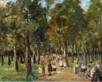 Strollers In Tiergarten Artwork by Max Liebermann