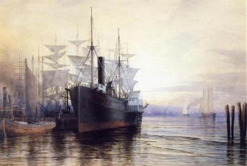 Sunset, New York Harbor Artwork by Henry Farrer
