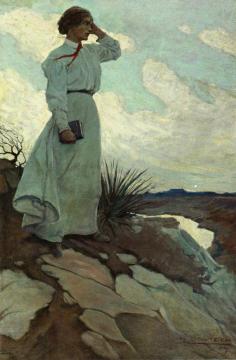 Louise Loved To Climb To The Summit On One Of The Barren Hills Flanking The River, And Stand There While The Wind Blew Artwork by Newell Convers (N.C.) Wyeth