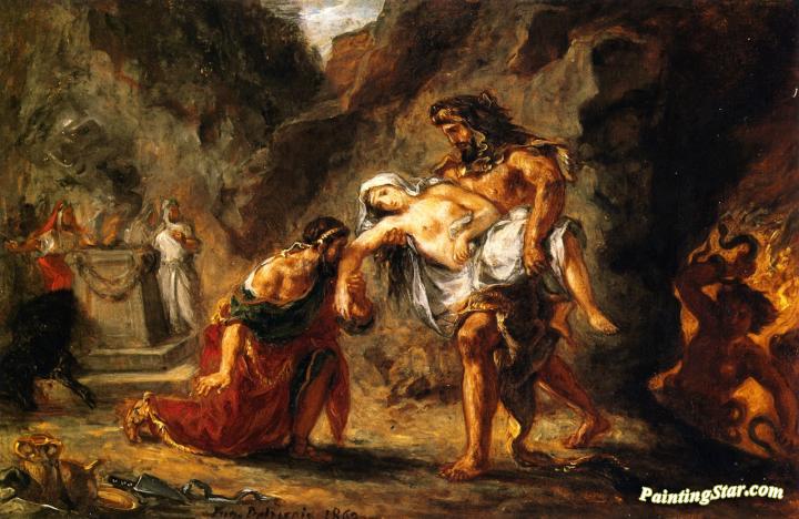 Hercules Bringing Alcestis Back From The Underworld Artwork by Eugène Delacroix