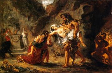 Hercules Bringing Alcestis Back From The Underworld Artwork by Eugène Delacroix