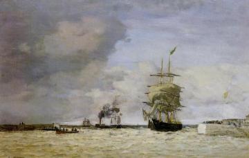 Le Havre, Entrance to the Port Artwork by Eugène-Louis Boudin