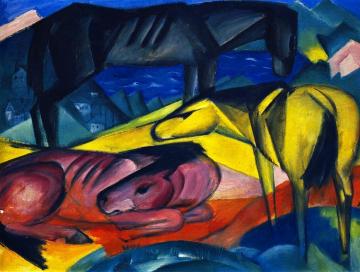 Three Horses II Artwork by Franz Marc