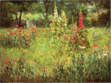 Hollyhocks and Poppies - The Hermitage Artwork by John Ottis Adams