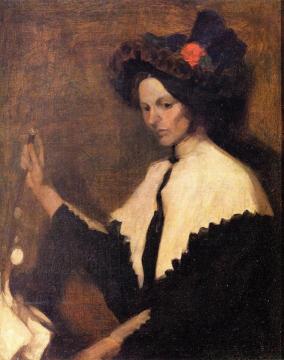 Girl with White Shawl Collar Artwork by William James Glackens