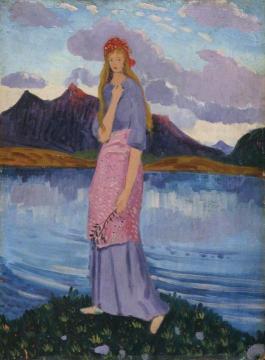 Girl Standing by a Lake Artwork by James Dickson Innes