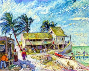 Fishing Station, Sarasota, Florida Artwork by David Davidovich Burliuk
