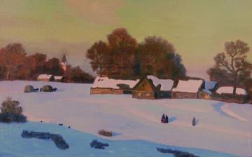 Winter Evening Artwork by Nikolai Krymov