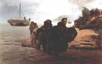 Haulers cross wade Artwork by Ilya Yefimovich Repin