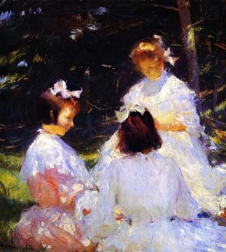 Children in the Woods Artwork by Frank Weston Benson