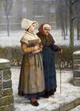 Returning from Mass, Brittany Artwork by George Henry Boughton