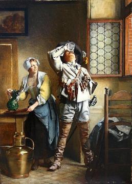 A Cavalier And Serving Wench In A Tavern Interior Artwork by Eduard Charlemont