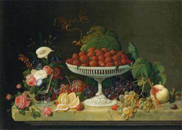 Still Life with Strawberries and Goblet of Flowers Artwork by Severin Roesen