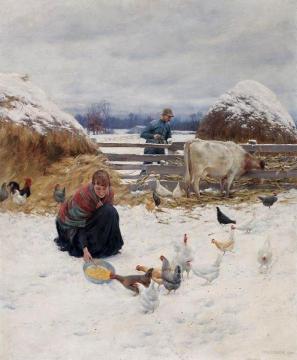 In the Barnyard Artwork by Charles Courtney Curran