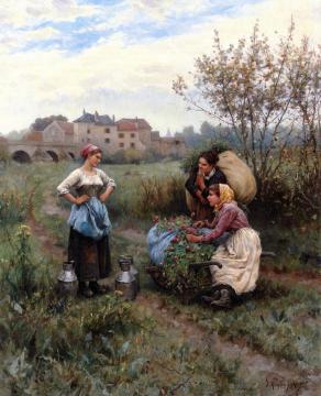 Two Women Fishing Artwork by Daniel Ridgway Knight