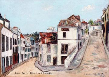 The Rue de l'Eperon and Rue de la Coutellerie in Pontoise (Val-d'Oise0 Artwork by Maurice Utrillo