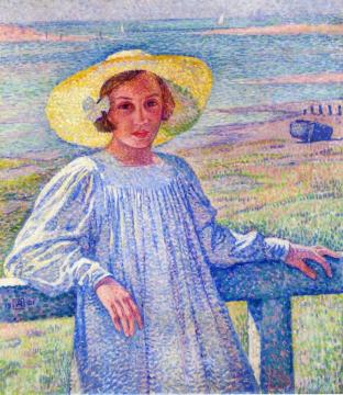 Young Girl in a Straw Hat Artwork by Theo van Rysselberghe