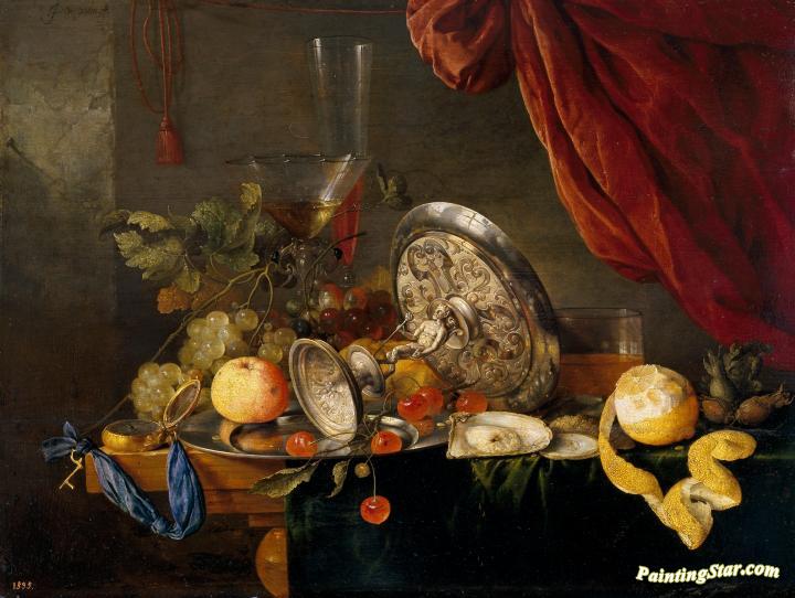 Still Life On A Table Artwork by Jan Davidsz De Heem