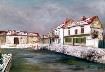 Maisons devant l'abreuvoir Artwork by Maurice Utrillo