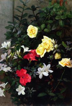 Roses and Azaleas Artwork by George Cochran Lambdin